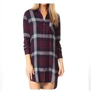 Rails Bianca Plaid Shirt Dress in Indigo / Merlot Size Small
